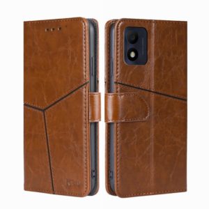 For alcatel 1B 2022 Geometric Stitching Horizontal Flip Leather Phone Case(Light Brown) (OEM)
