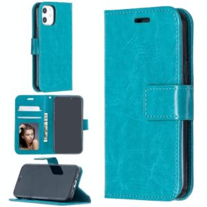 For iPhone 12 mini Crazy Horse Texture Horizontal Flip Leather Case with Holder & Card Slots & Wallet & Photo Frame(Blue) (OEM)
