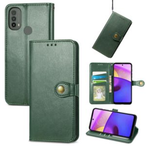 For Motorola Moto E40 Retro Solid Color Buckle Leather Phone Case(Green) (OEM)