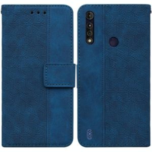 For Motorola Moto G8 Power Lite Geometric Embossed Leather Phone Case(Blue) (OEM)