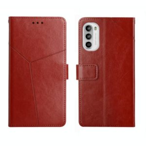 For Motorola Moto G82 Y Stitching Horizontal Flip Leather Phone Case(Brown) (OEM)