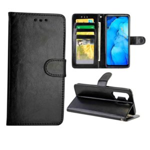 For OPPO Reno3 Crazy Horse Texture Leather Horizontal Flip Protective Case with Holder & Card Slots & Wallet & Photo Frame(black) (OEM)