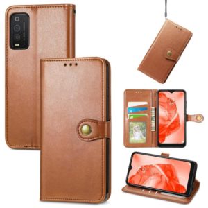 For TCL 205 Solid Color Leather Buckle Phone Case(Brown) (OEM)