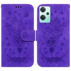 For OnePlus Nord CE 2 Lite 5G Butterfly Rose Embossed Leather Phone Case(Purple) (OEM)