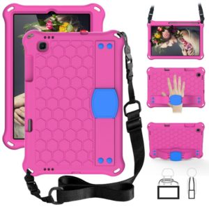 For Samsung Galaxy Tab S6 Lite P610 Honeycomb EVA + PC Shockproof Case with Strap(RoseRed+Blue) (OEM)