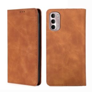 For Motorola Moto G Stylus 5G 2022 Skin Feel Magnetic Horizontal Flip Leather Phone Case(Light Brown) (OEM)