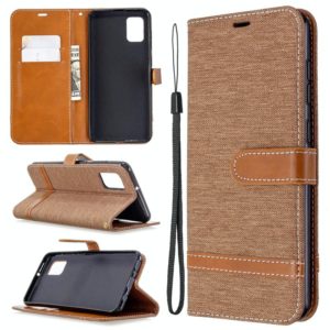For Samsung Galaxy A31 Denim Texture Horizontal Flip Leather Case with Holder & Card Slots & Wallet & Lanyard(Brown) (OEM)