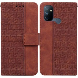 For OnePlus Nord N100 Geometric Embossed Leather Phone Case(Brown) (OEM)