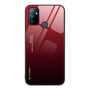 For OnePlus Nord N100 Gradient Color Glass Case(Red Black) (OEM)