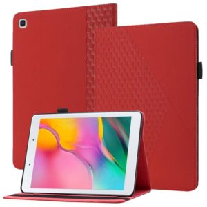 For Samsung Tab A 8.0 2019 T290/T295/T297 Rhombus Skin Feel Horizontal Flip Tablet Leather Case with Card Slots & Holder(Red) (OEM)