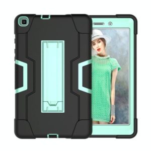For Galaxy Tab A 8.0 (2019) T290 Contrast Color Silicone + PC Combination Case with Holder(Black + Aqua) (OEM)