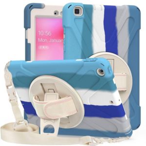 For Samsung Galaxy Tab A 8.0 (2019) T290 / T295 Shockproof Colorful Silicone + PC Protective Case with Holder & Shoulder Strap & Hand Strap (Blue) (OEM)