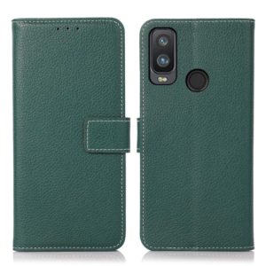 For Alcatel 1L 2021 Litchi Texture PU + TPU Horizontal Flip Leather Case with Holder & Card Slots & Wallet(Dark Green) (OEM)