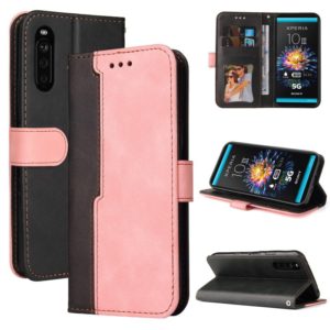For Sony Xperia 10 III Business Stitching-Color Horizontal Flip PU Leather Case with Holder & Card Slots & Photo Frame(Pink) (OEM)