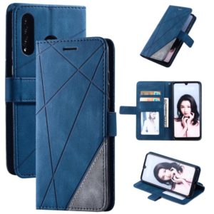 For Huawei P30 Lite Skin Feel Splicing Horizontal Flip Leather Case with Holder & Card Slots & Wallet & Photo Frame(Blue) (OEM)