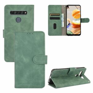 For LG K61 / Q61 Solid Color Skin Feel Magnetic Buckle Horizontal Flip Calf Texture PU Leather Case with Holder & Card Slots & Wallet(Green) (OEM)
