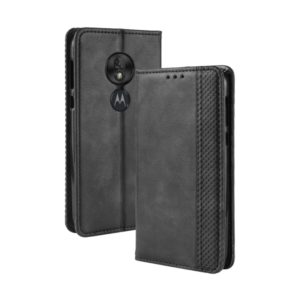 Magnetic Buckle Retro Texture Horizontal Flip Leather Case for Motorola Moto G7 Play (EU Version), with Holder & Card Slots & Wallet (Black) (OEM)