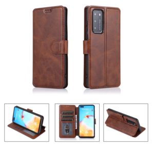 For Huawei P40 Calf Texture Magnetic Buckle Horizontal Flip Leather Case with Holder & Card Slots & Wallet & Photo Frame(Coffee) (OEM)
