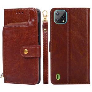 For Blackview A55 Zipper Bag Leather Phone Case(Brown) (OEM)