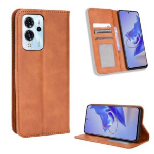 For ZTE Blade V40 Pro Magnetic Buckle Retro Texture Leather Phone Case(Brown) (OEM)