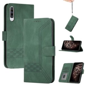 For Huawei P30 Cubic Skin Feel Flip Leather Phone Case(Dark Green) (OEM)