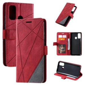 For Huawei P smart 2020 Skin Feel Splicing Horizontal Flip Leather Case with Holder & Card Slots & Wallet & Photo Frame(Red) (OEM)