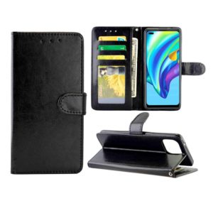 For OPPO Reno4 Lite / F17 Pro/A93 Crazy Horse Texture Leather Horizontal Flip Protective Case with Holder & Card Slots & Wallet & Photo Frame(Black) (OEM)