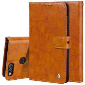 For Huawei Honor Play 7X Business Style Oil Wax Texture Horizontal Flip Leather Case with Holder & Card Slots & Wallet(Brown) (OEM)