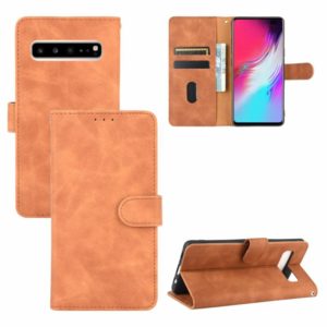For Samsung Galaxy S10 5G Solid Color Skin Feel Magnetic Buckle Horizontal Flip Calf Texture PU Leather Case with Holder & Card Slots & Wallet(Brown) (OEM)