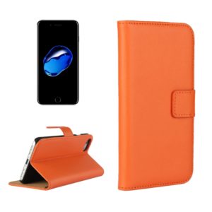 For iPhone 8 & 7 Genuine Split Horizontal Flip Leather Case with Holder & Card Slots & Wallet(Orange) (OEM)