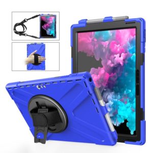 For Microsoft Surface Pro 4 / 5 / 6 / 7 / 7+ Shockproof Colorful Silicone + PC Protective Case with Holder & Hand Strap & Pen Slot(Blue) (OEM)