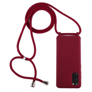 For Galaxy S20+ Candy Color TPU Protective Case with Lanyard(Red) (OEM)