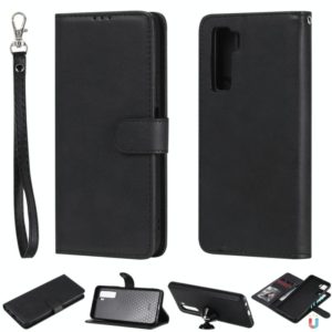 For Huawei Nova 7 SE 2 in 1 Solid Color Detachable PU Leather Case with Card Slots & Magnetic Holder & Photo Frame & Wallet & Strap(Black) (OEM)