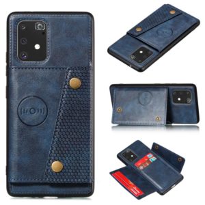 For Galaxy A91 / M80s PU + TPU Shockproof Magnetic Protective Case with Card Slots(Blue) (OEM)