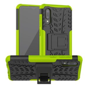 For Samsung Galaxy A02(EU Version) Tire Texture Shockproof TPU+PC Protective Case with Holder(Green) (OEM)