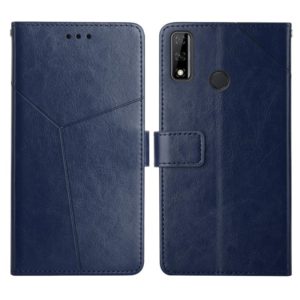 For Honor Y8s Y Stitching Horizontal Flip Leather Phone Case with Holder & Card Slots & Wallet & Photo Frame(Blue) (OEM)