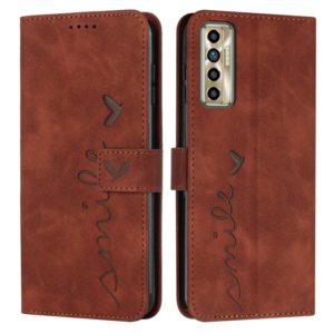 For Tecno Camon 17 Pro/Camon 17P Skin Feel Heart Pattern Leather Phone Case(Brown) (OEM)