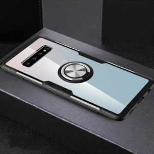Scratchproof TPU + Acrylic Ring Bracket Protective Case for Galaxy S10 Pro(Silver+Black) (OEM)