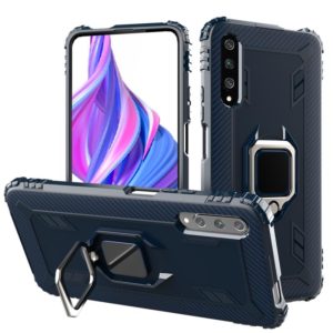 For Xiaomi Mi A3 / CC9e Carbon Fiber Protective Case with 360 Degree Rotating Ring Holder(Blue) (OEM)
