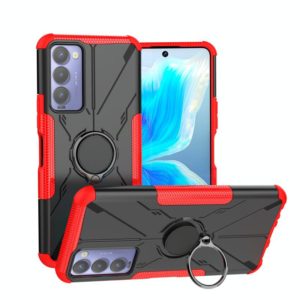For Tecno Camon 18 Armor Bear Shockproof PC + TPU Phone Case with Ring Holder(Red) (OEM)