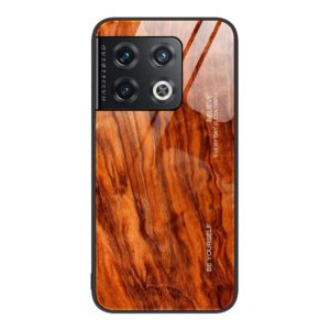 For OnePlus 10 Pro Wood Grain Glass Protective Case(Light Brown) (OEM)
