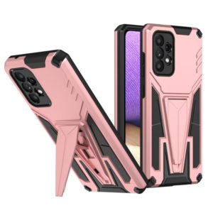 For Samsung Galaxy A52 4G/A52 5G/A52S 5G Super V Armor PC + TPU Shockproof Case with Invisible Holder(Rose Gold) (OEM)