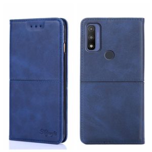 For Motorola G Pure Cow Texture Magnetic Horizontal Flip Leather Phone Case(Blue) (OEM)