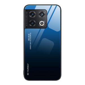 For OnePlus 10 Pro Gradient Color Glass Case(Blue Black) (OEM)