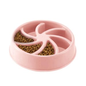 Environmental Protection Food Grade Plastic Anti-choking Slow Food Pet Dog Cat Food Bowl, Style:Windmill(Pink) (OEM)