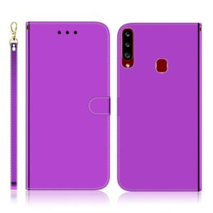 For Galaxy A20s Imitated Mirror Surface Horizontal Flip Leather Case with Holder & Card Slots & Wallet & Lanyard(Purple) (OEM)