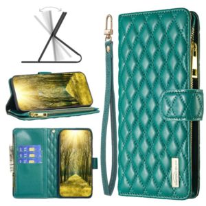 For Motorola Moto G22 Diamond Lattice Zipper Wallet Leather Flip Phone Case(Green) (OEM)