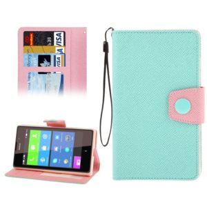 2-Color Series Cross Texture Leather Case with Credit Card Slots & Holder & Lanyard for Nokia XL (Light Green + Pink) (OEM)