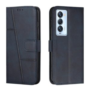 For Tecno Camon 18 Premier Stitching Calf Texture Buckle Leather Phone Case(Blue) (OEM)