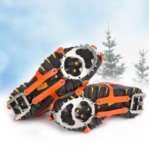 1 Pair 18 Large Spikes Crampons Outdoor Winter Walk Ice Fishing Snow Shoe Spikes,Size: L Orange (OEM)